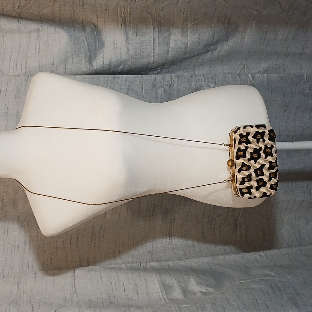 FROM ST, Xavier Small Leopard  Print Beaded Box Clutch Crossbody.